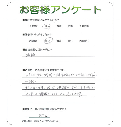 工事の感想を聞かせてください。