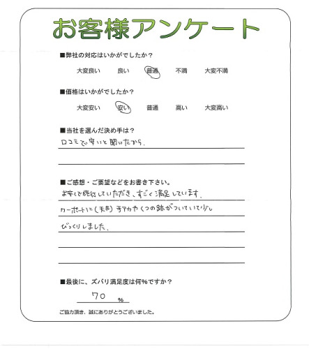 工事の感想を聞かせてください。