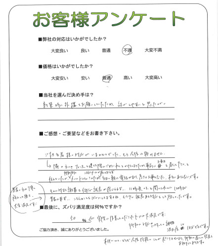 工事の感想を聞かせてください。