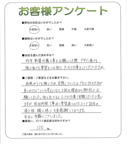 工事の感想を聞かせてください。