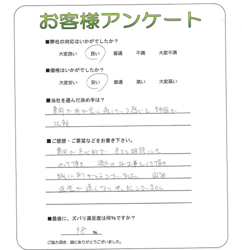工事の感想を聞かせてください。