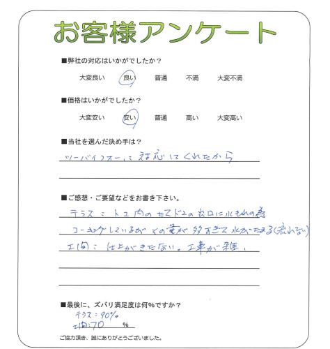 工事の感想を聞かせてください。