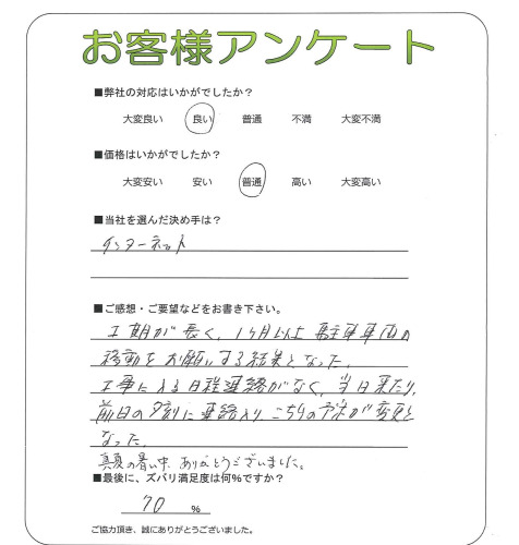 工事の感想を聞かせてください。