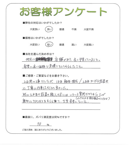 工事の感想を聞かせてください。
