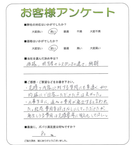 工事の感想を聞かせてください。