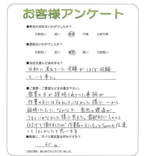 工事の感想を聞かせてください。