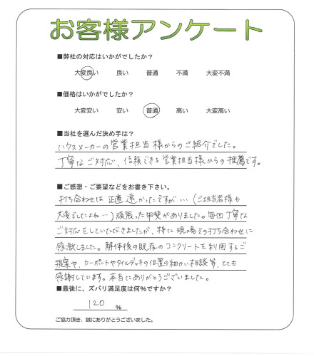 工事の感想を聞かせてください。