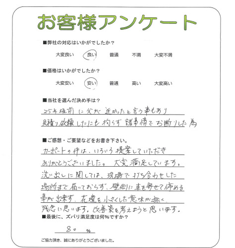 工事の感想を聞かせてください。