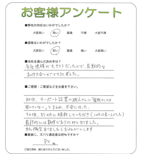 工事の感想を聞かせてください。