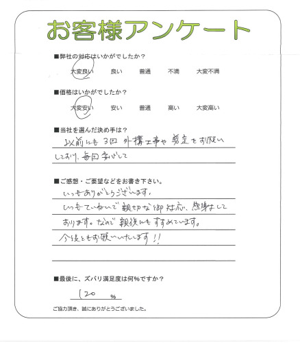 工事の感想を聞かせてください。