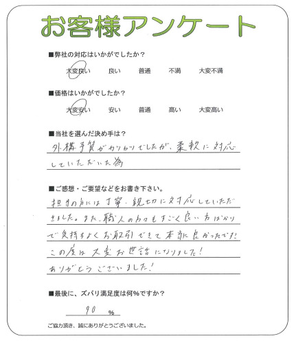 工事の感想を聞かせてください。