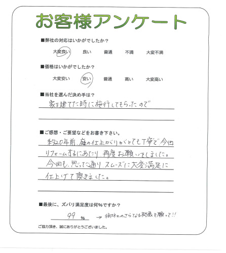 工事の感想を聞かせてください。