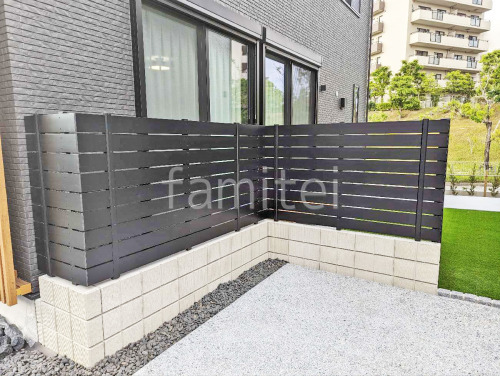 ブロック塀 (化粧ブロック) 太陽エコブロックス 200グリッド 人工木・樹脂 フェンス(木調) F&F マイティウッド デコll 目隠し 木調・ラティス 樹脂