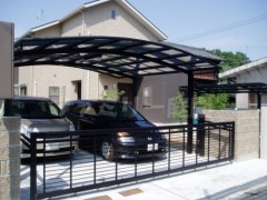車庫 カーポート2台 オーバーゲート