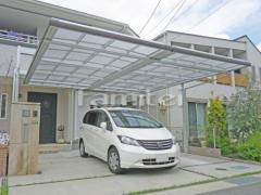 木製調カーポート 土間コンクリート 雨除け屋根