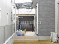 お庭まわり 芝生 タイルデッキ 洗濯干し屋根 フェンス