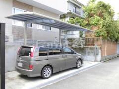 カーポート YKKレイナポートRE1台 玄関アプローチ階段手摺り 自転車用スロープ