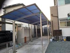 木製調カーポート YKKスタンダードカーポート縦2台 雨除け屋根 フラットテラス1階