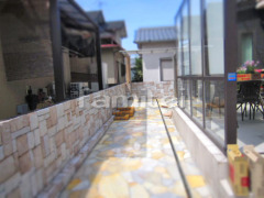 目隠し塀 壁タイル貼り お庭床石貼り
