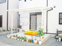 フル木製調テラス屋根 タイルデッキ ベランダ屋根 カーポート