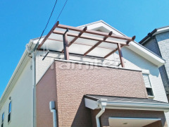 フル木製調ベランダ屋根 三協ナチュレ2階