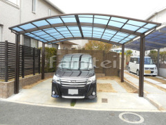 カーポート YKKレイナポート横2台 特殊加工 斜めカット