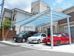 カーポート YKKエフルージュ横3台 特殊加工 斜めカット