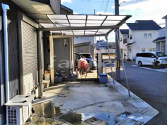 カーポート 三協ニューマイリッシュ1台 前下がり 逆勾配