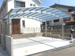 カーポート YKKレイナポート横2台 洗濯干し屋根 LIXILスピーネ1階
