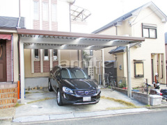 木製調積雪カーポート YKKレオンポートneo横2台 ベランダ屋根修理