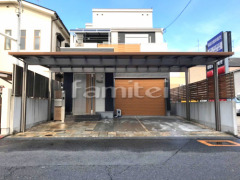 カーポート LIXIL木製調アーキデュオ プレミアム 横3台 フェンス