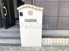 洋風門柱 レンガ花壇