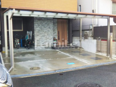 木製調カーポート LIXILフーゴF横2台