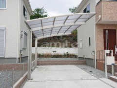 雨除け屋根 YKKソラリア1階 人工木材ウッドデッキ LIXIL 樹ら楽ステージ
