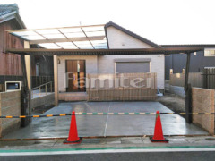 カーポート LIXILリクシル フーゴF 1台用(単棟) F型フラット屋根 電動跳ね上げ式門扉 ワイドオーバードアS2型 横2台用 アップゲート