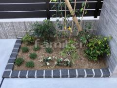 ピンコロ石花壇 ハツユキカズラ フィリフェラオーレア ローズマリー タイム 下草 低木