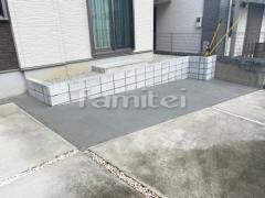 土間コンクート CBブロック バラス砕石 防草シート加工
