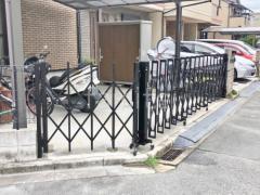 伸縮門扉 人工木材ウッドデッキ