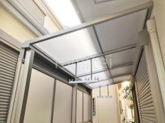 1階テラス屋根 (雨除け) YKKAP ソラリアF フラット屋根 スタンダード 壁付