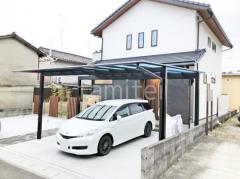 カーポート2台(ワイド) ツイン 三協アルミ スカイリード 奥行勾配 両側支持 フラット屋根
