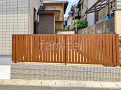 アルミ形材 フェンス YKKAP 木製調ルシアスH01型 たて板格子 目隠し 木調・ラティス ブロック塀 (化粧ブロック) ユニソン リブスプリットn