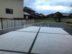 駐車場ガレージ床 土間コンクリート 目地 既存バラス砕石 防草シート加工