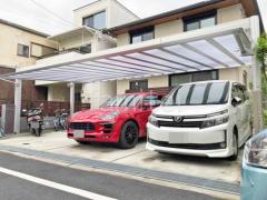 カーポート3台 (横ワイド トリプル) LIXIL アーキフィールド カールーフ フラット屋根 吊り下げ屋根