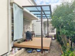 1階テラス屋根 (雨除け) YKKAP フル木製調 サザンテラス フレームタイプ フラット屋根 スタンダード 壁付