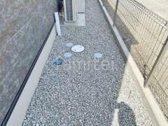 犬走り 防犯砂利敷き バラス砕石 防草シート加工