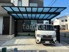 カーポート2台(ワイド) ツイン YKKAP エフルージュ FIRST EX フラット屋根 後ろ柱
